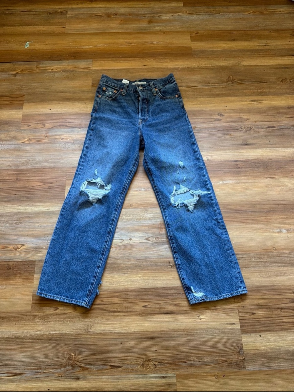 Levi's Blue Women's Straight Leg Ripped Jeans